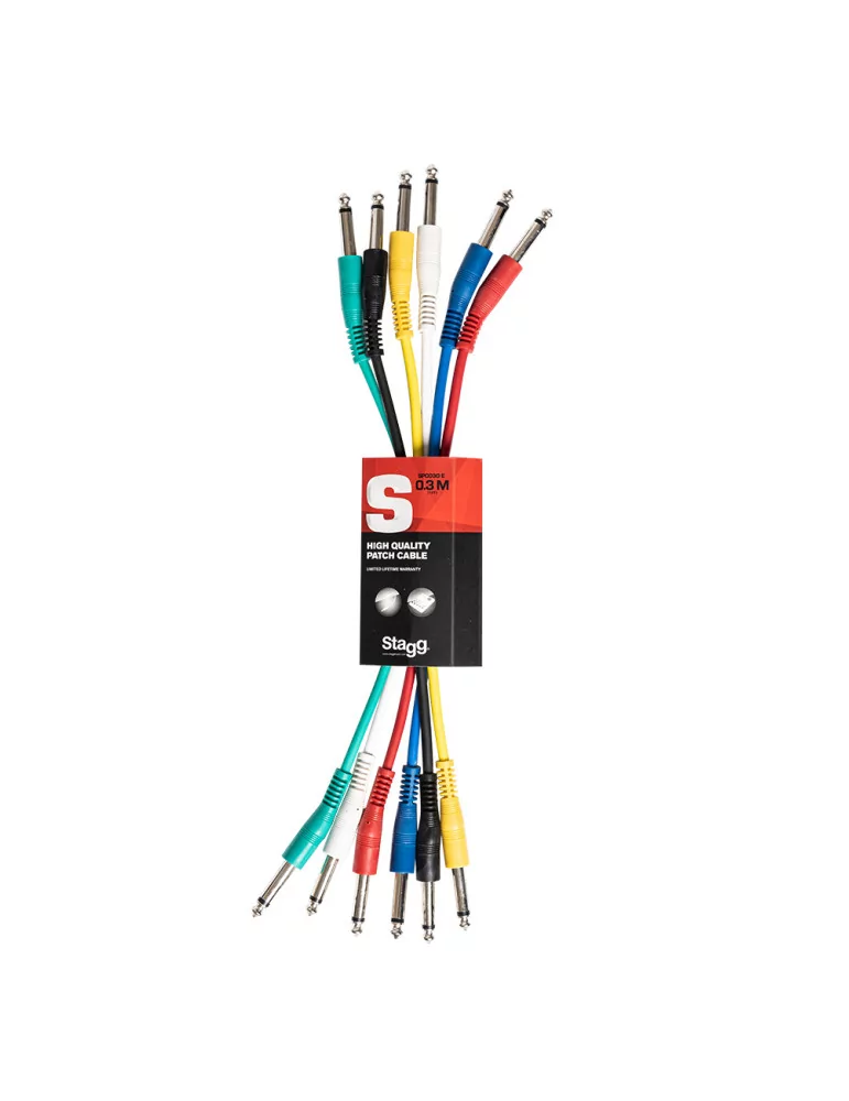  STAGG SPC030 E Mono patch cable, 6 x jack/jack (m/m), 30 cm (1'), moulded plastic|MusicGoodDeal 