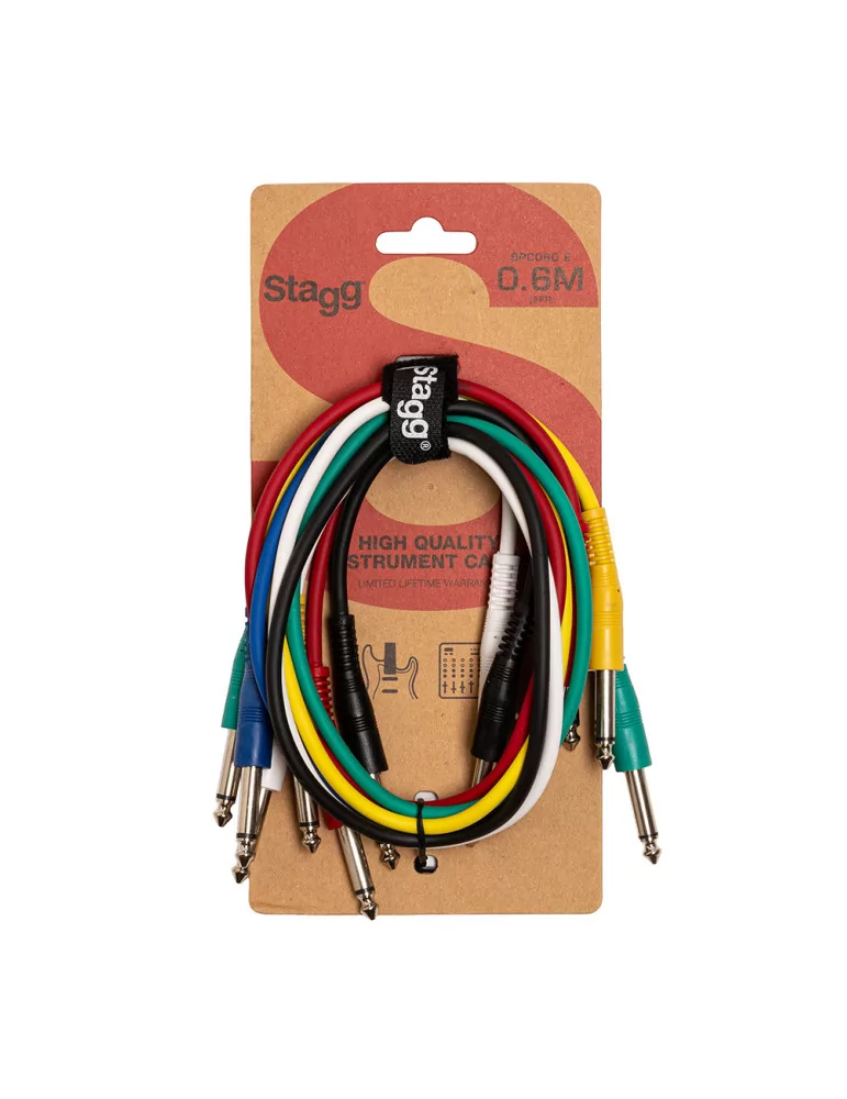  STAGG SPC060 E Mono patch cable, 6 x jack/jack (m/m), 60 cm (2'), moulded plastic|MusicGoodDeal 