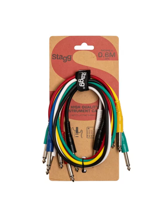  STAGG SPC060 E Mono patch cable, 6 x jack/jack (m/m), 60 cm (2'), moulded plastic|MusicGoodDeal 