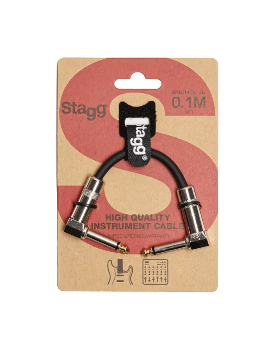 STAGG SPC010L DL Mono patch cable, jack/jack (m/m, L-shaped), 10 cm (4"), metal|MusicGoodDeal 
