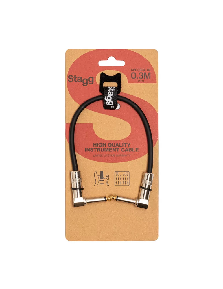  STAGG SPC030L DL Cable de conexión mono, jack / jack (m / m, en ángulo), 30 cm, metal|MusicGoodDeal 