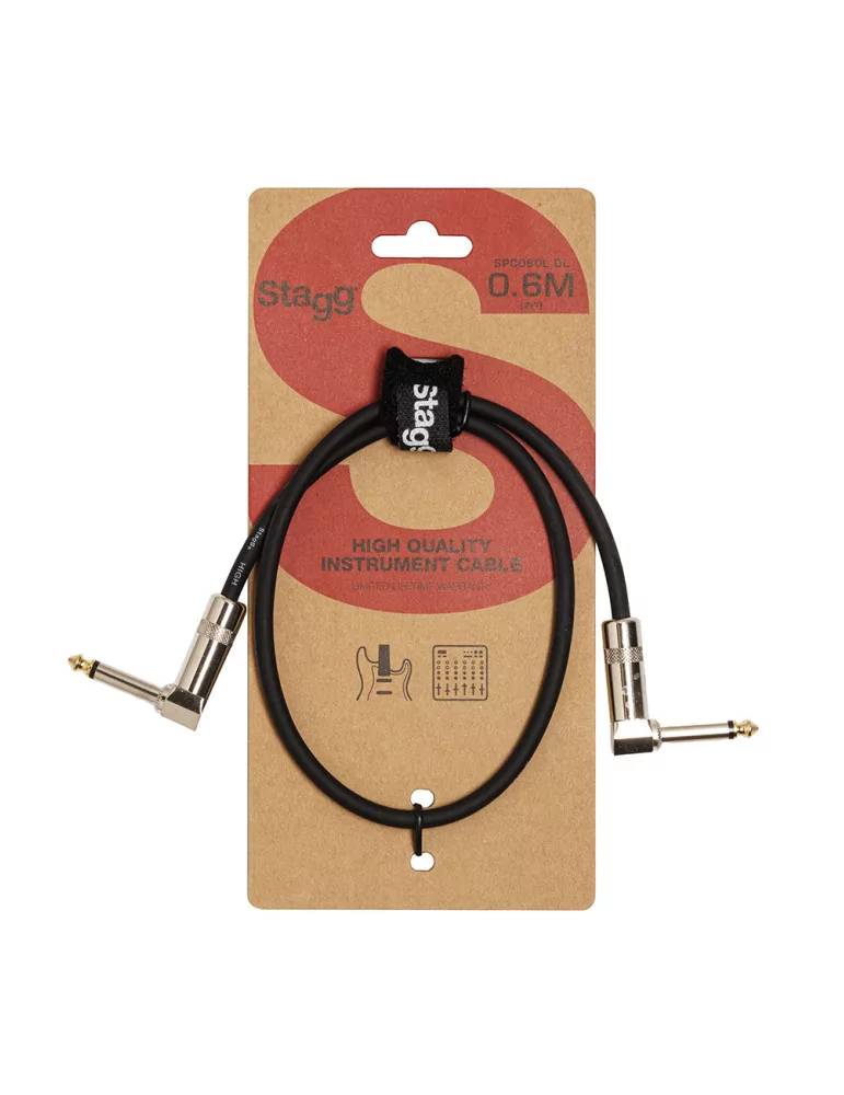  STAGG SPC060L DL Mono patch cable, jack/jack (m/m, L-shaped), 60 cm (24"), metal|MusicGoodDeal 