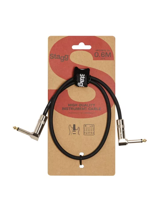  STAGG SPC060L DL Mono patch cable, jack/jack (m/m, L-shaped), 60 cm (24"), metal|MusicGoodDeal 