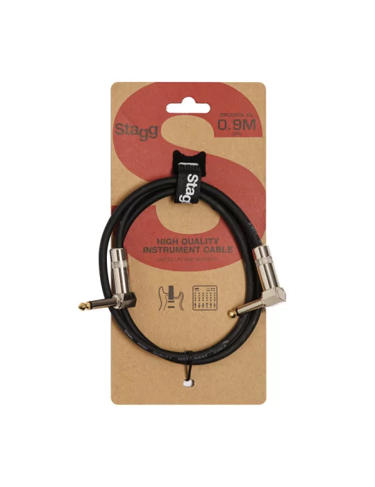  STAGG SPC090L DL Cable de conexión mono, jack / jack (m / m, en ángulo), 90 cm, metal|MusicGoodDeal 