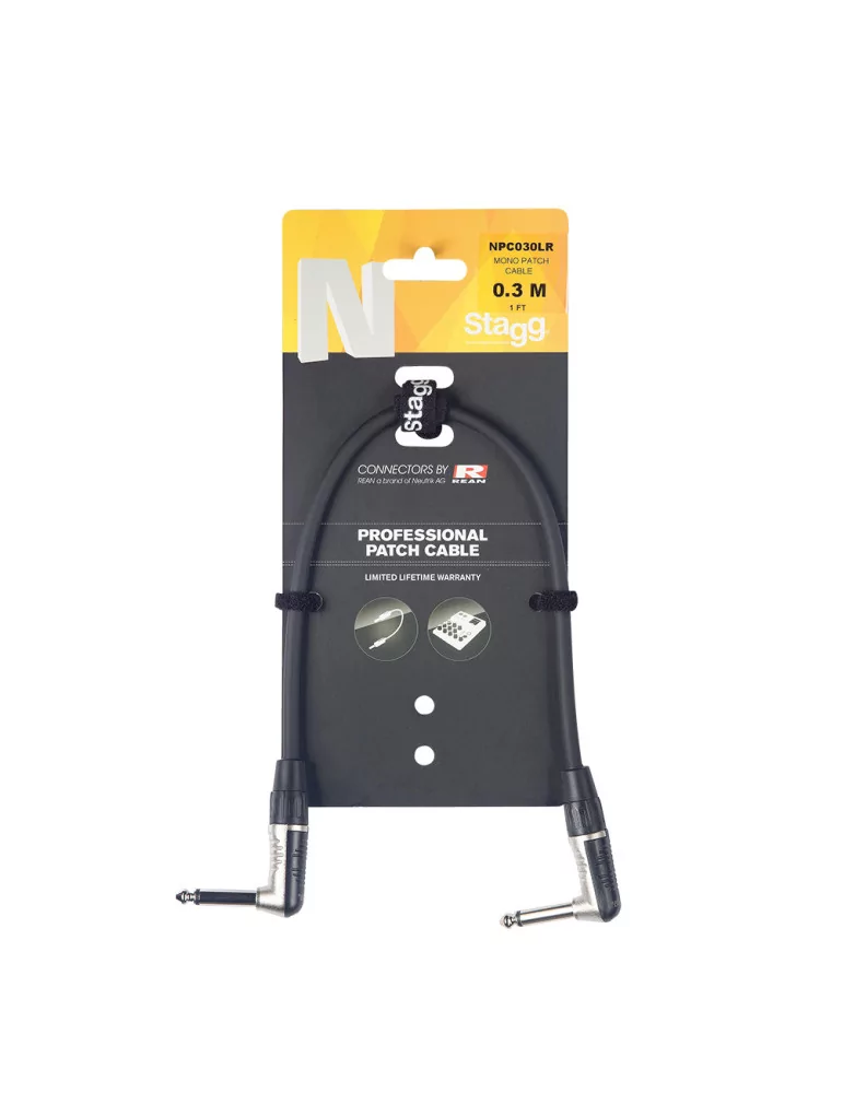  STAGG NPC060LR Patchkabel Klinke/Klinke (m/m) Winkelstecker mono 60 cm|MusicGoodDeal 