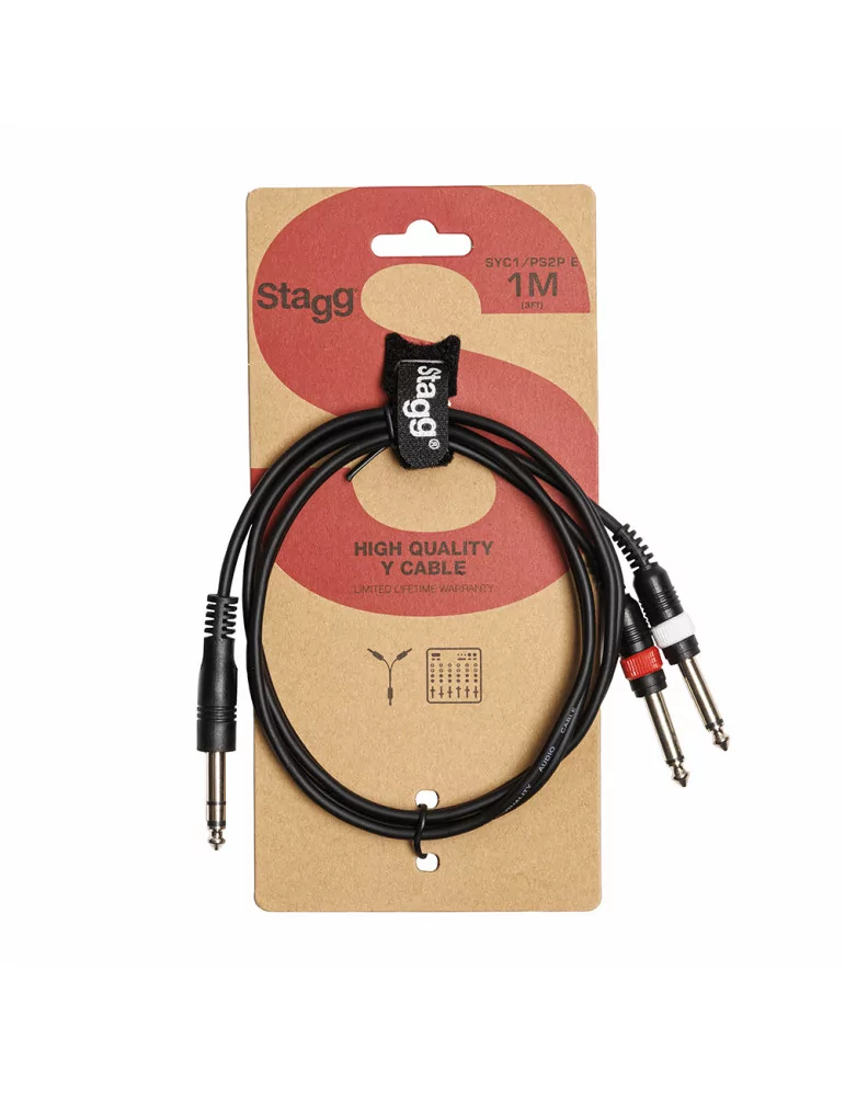 STAGG SYC1/PS2P E Y cable, jack/jack (m/m), 1 m (3')|MusicGoodDeal 