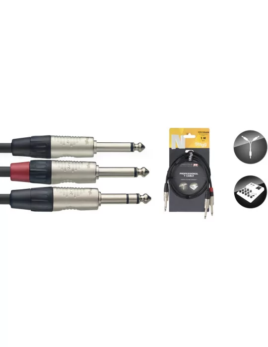  STAGG NYC1/PS2PR N Serie Y-Kabel Klinke/Klinke (m/m) stereo/mono 1 m|MusicGoodDeal 