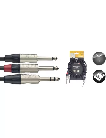  STAGG NYC3/PS2PR N series Y-cable, jack/jack (m/m), stereo/mono, 3 m (10')|MusicGoodDeal 