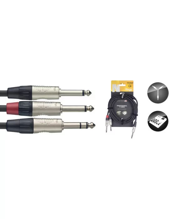  STAGG NYC3/PS2PR N series Y-cable, jack/jack (m/m), stereo/mono, 3 m (10')|MusicGoodDeal 