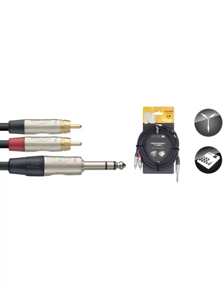  STAGG NYC3/PS2CMR N series Y-cable, jack/RCA (m/m), stereo, 3 m (10')|MusicGoodDeal 