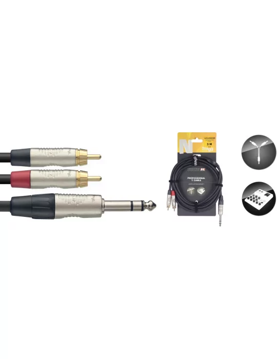  STAGG NYC3/PS2CMR N series Y-cable, jack/RCA (m/m), stereo, 3 m (10')|MusicGoodDeal 