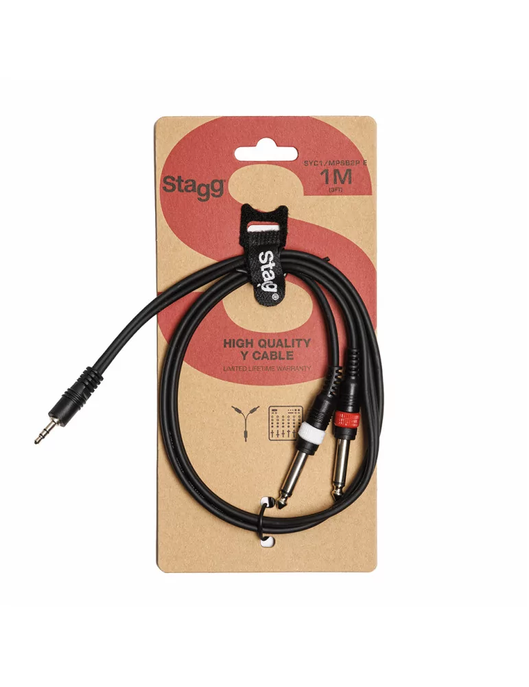  STAGG SYC1/MPSB2P E Y cable, mini jack/jack (1m/2m), 1 m (3')|MusicGoodDeal 
