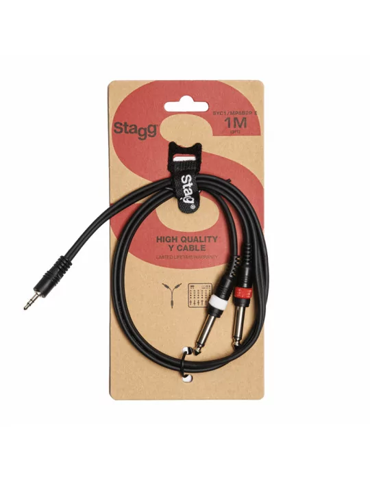  STAGG SYC1/MPSB2P E Y cable, mini jack/jack (1m/2m), 1 m (3')|MusicGoodDeal 