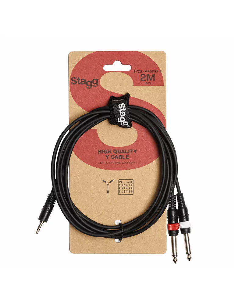  STAGG SYC2/MPSB2P E Y cable, mini jack/jack (1m/2m), 2 m (6')|MusicGoodDeal 