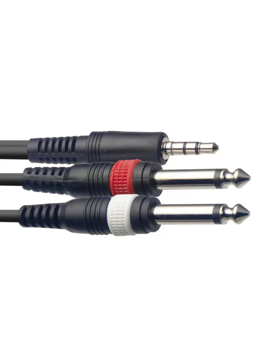  STAGG SYC3/MPSB2P E Y cable, mini jack/jack (1m/2m), 3 m (10')|MusicGoodDeal 