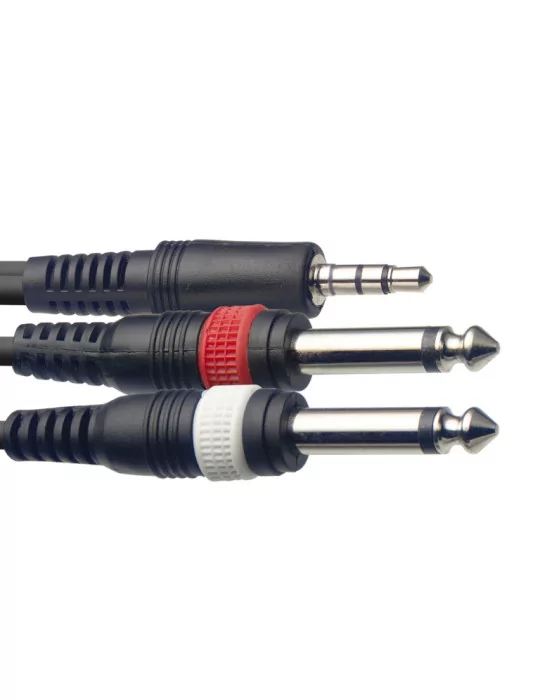  STAGG SYC3/MPSB2P E Y cable, mini jack/jack (1m/2m), 3 m (10')|MusicGoodDeal 