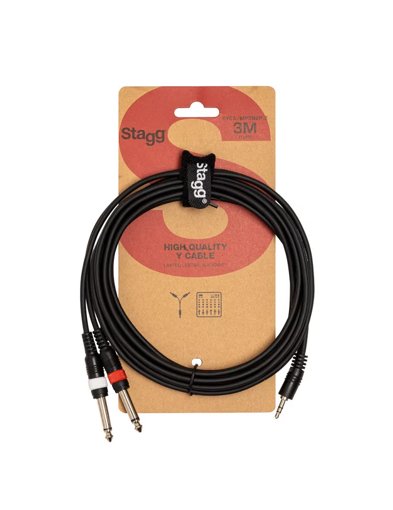  STAGG SYC3/MPSB2P E Y cable, mini jack/jack (1m/2m), 3 m (10')|MusicGoodDeal 
