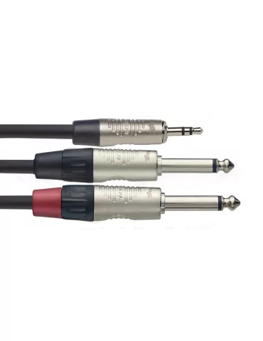  STAGG NYC2/MPS2PR N series Y-cable, mini jack/jack (m/m), stereo/mono, 2 m (6')|MusicGoodDeal 