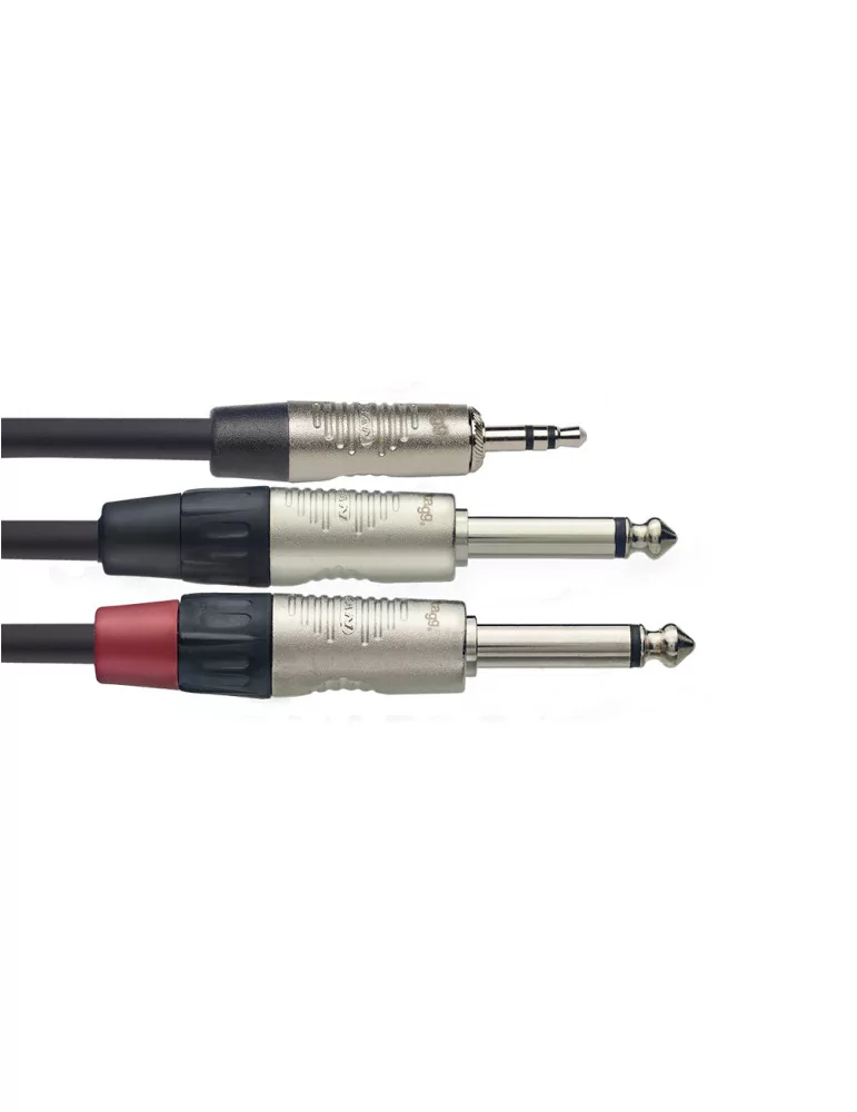  STAGG NYC2/MPS2PR N series Y-cable, mini jack/jack (m/m), stereo/mono, 2 m (6')|MusicGoodDeal 