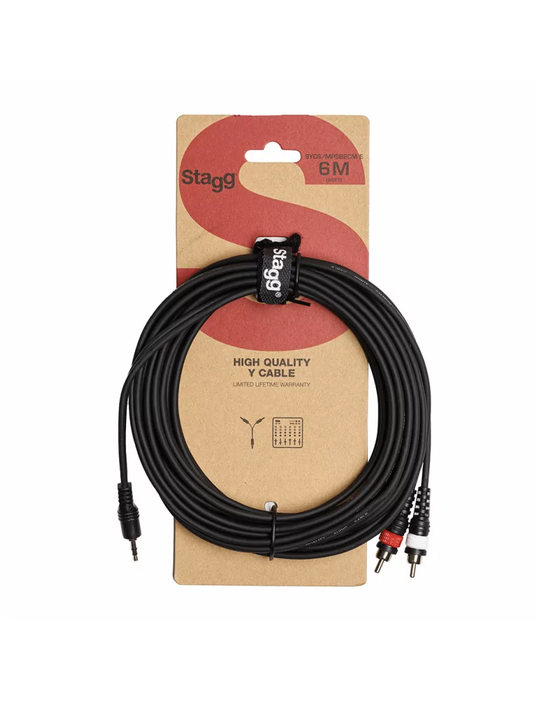  STAGG SYC6/MPSB2CM E Y cable, mini jack/RCA (m/m), 6 m (20')|MusicGoodDeal 