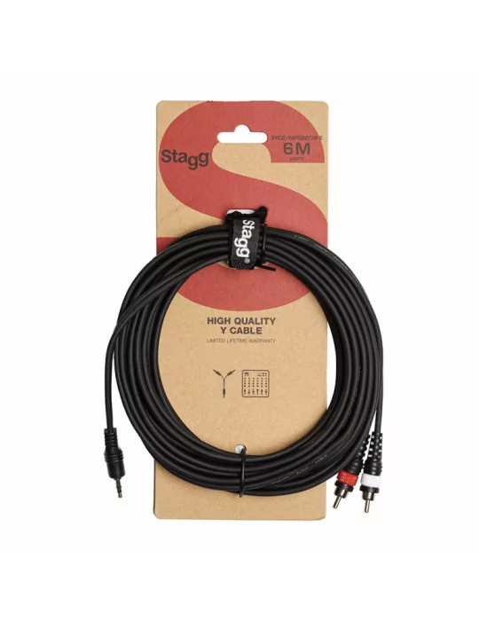  STAGG SYC6/MPSB2CM E Y cable, mini jack/RCA (m/m), 6 m (20')|MusicGoodDeal 