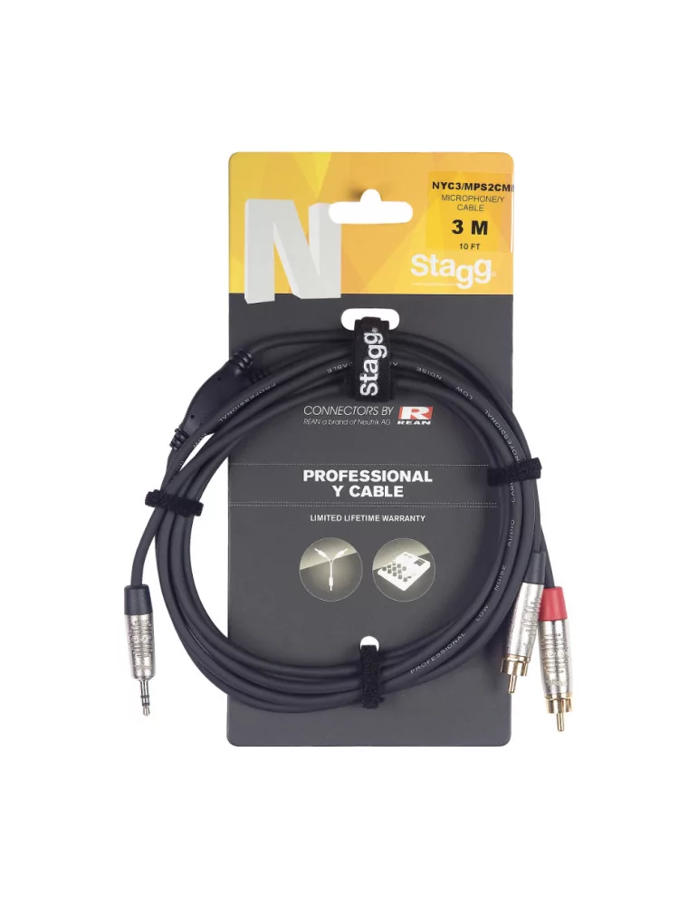  STAGG NYC6/MPS2CMR Cable Y de 6 metros, miniconector estéreo, serie N|MusicGoodDeal 