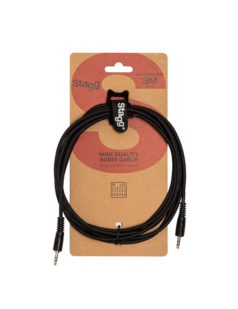  STAGG SAC3MPSMPSB Audio cable, mini jack/mini jack (m/m), 3 m (10')|MusicGoodDeal 