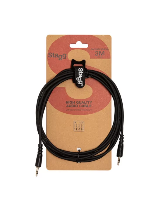  STAGG SAC3MPSMPSB Audio cable, mini jack/mini jack (m/m), 3 m (10')|MusicGoodDeal 