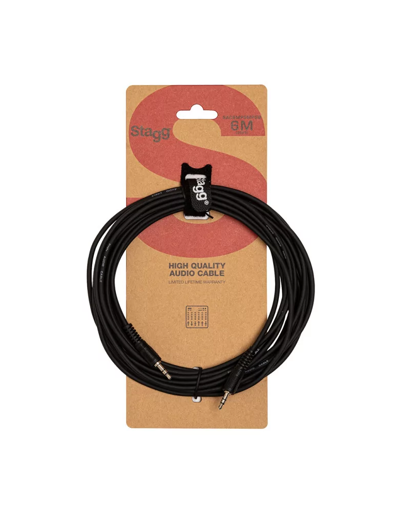  STAGG SAC6MPSMPSB Audio cable, mini jack/mini jack (m/m), 6 m (20')|MusicGoodDeal 
