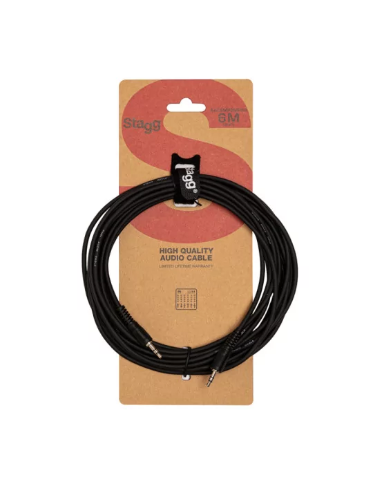  STAGG SAC6MPSMPSB Audio cable, mini jack/mini jack (m/m), 6 m (20')|MusicGoodDeal 
