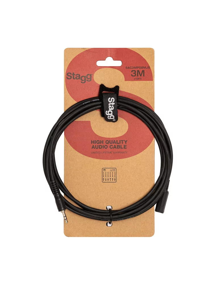  STAGG SAC3MPSBMJS Audio cable, mini jack/mini jack (m/f), 3 m (10')|MusicGoodDeal 
