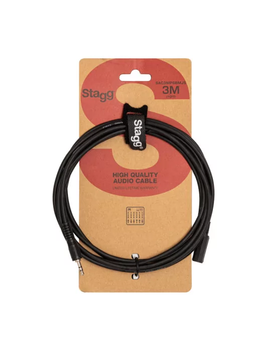  STAGG SAC3MPSBMJS Audio cable, mini jack/mini jack (m/f), 3 m (10')|MusicGoodDeal 