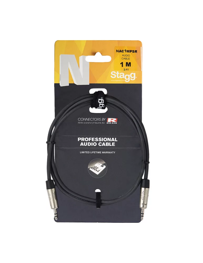  STAGG NAC1MPSR N series audio cable, mini jack/mini jack (m/m), stereo, 1 m (3')|MusicGoodDeal 