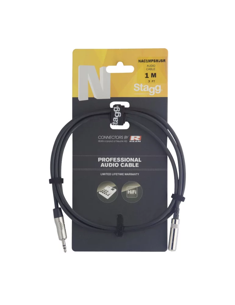  STAGG NAC3MPSMJSR N series audio cable, mini jack/mini jack (m/f), stereo, 3 m (10')|MusicGoodDeal 