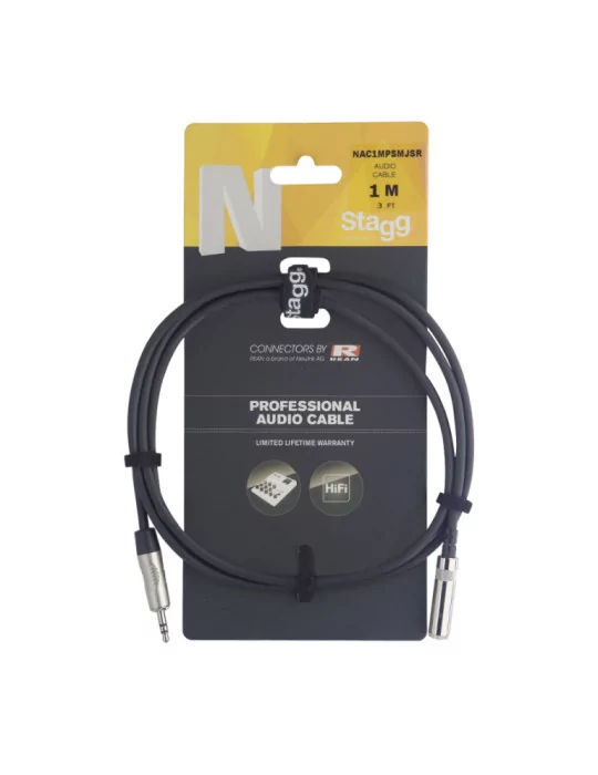 STAGG NAC3MPSMJSR N series audio cable, mini jack/mini jack (m/f), stereo, 3 m (10')|MusicGoodDeal 
