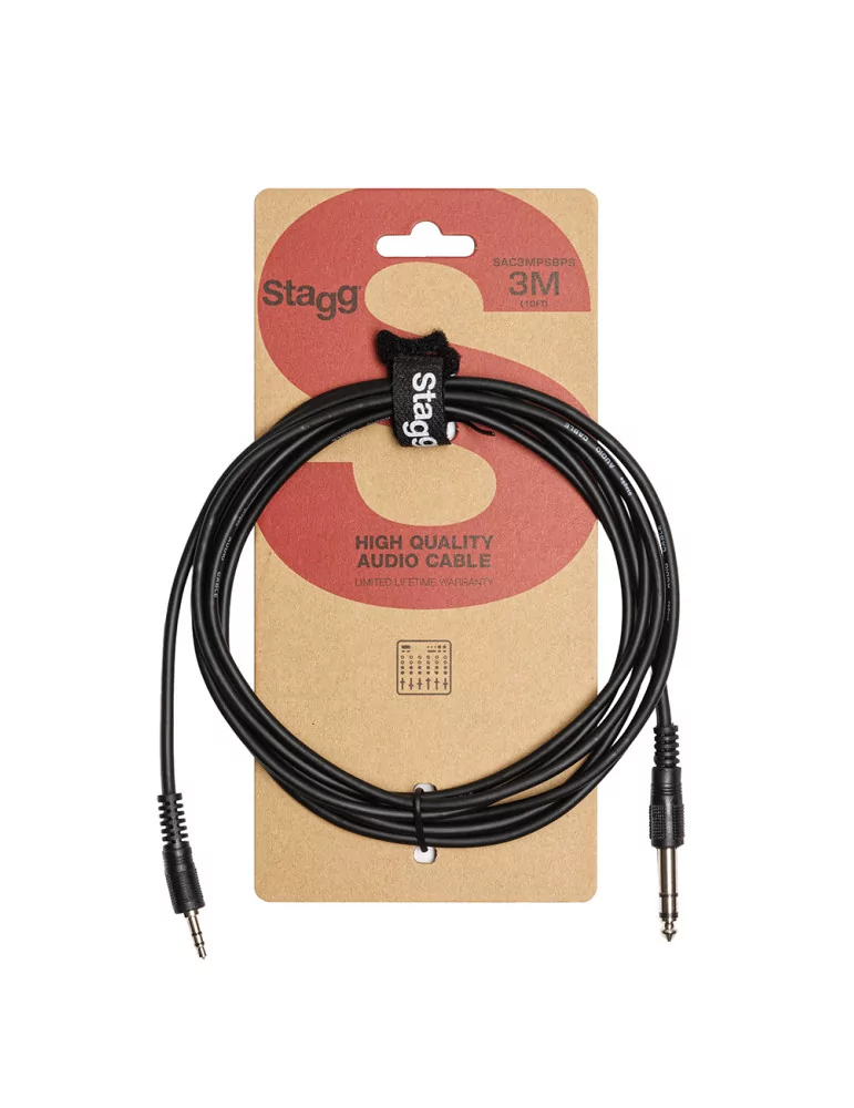  STAGG SAC3MPSBPS Audio cable, jack/mini jack (m/m), 3 m (10')|MusicGoodDeal 