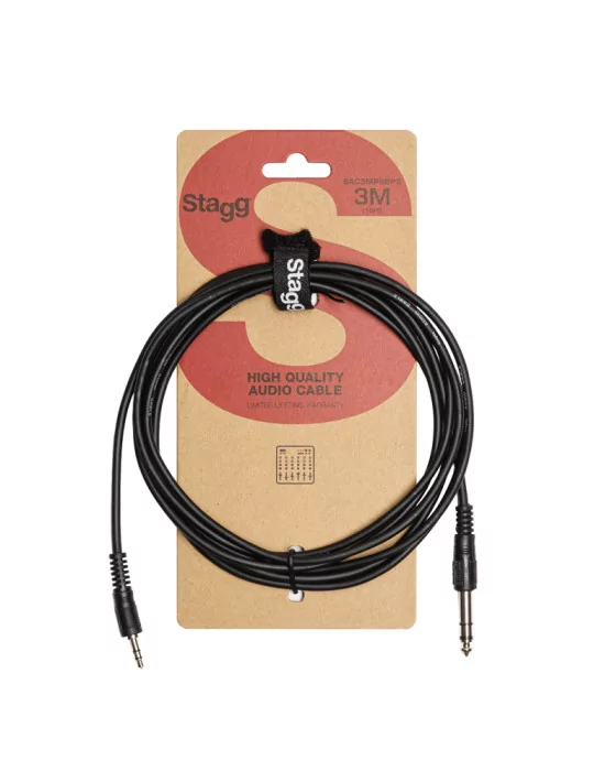  STAGG SAC3MPSBPS Audio cable, jack/mini jack (m/m), 3 m (10')|MusicGoodDeal 