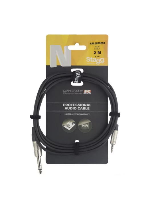  STAGG NAC3MPSPSR Serie N, cable de audio, mini jack / jack (m / m), estéreo, 3 m|MusicGoodDeal 