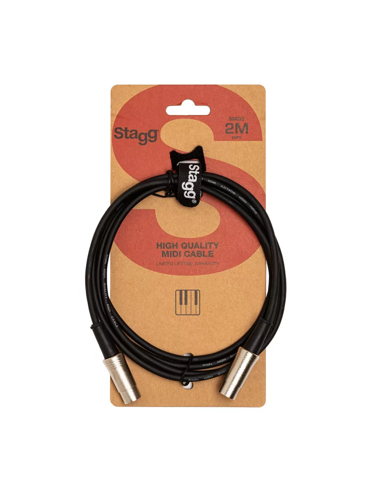  STAGG SMD2 MIDI cable, DIN/DIN (m/m), 2 m (63'), metal connectors|MusicGoodDeal 