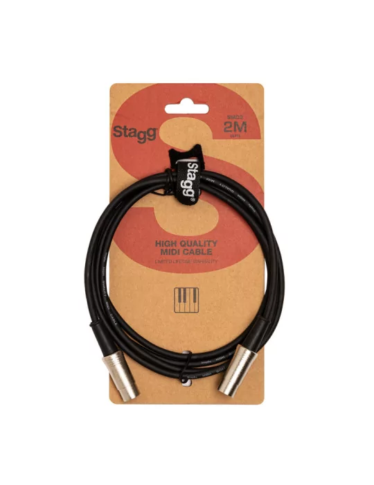 STAGG SMD2 MIDI cable, DIN/DIN (m/m), 2 m (63'), metal connectors|MusicGoodDeal 
