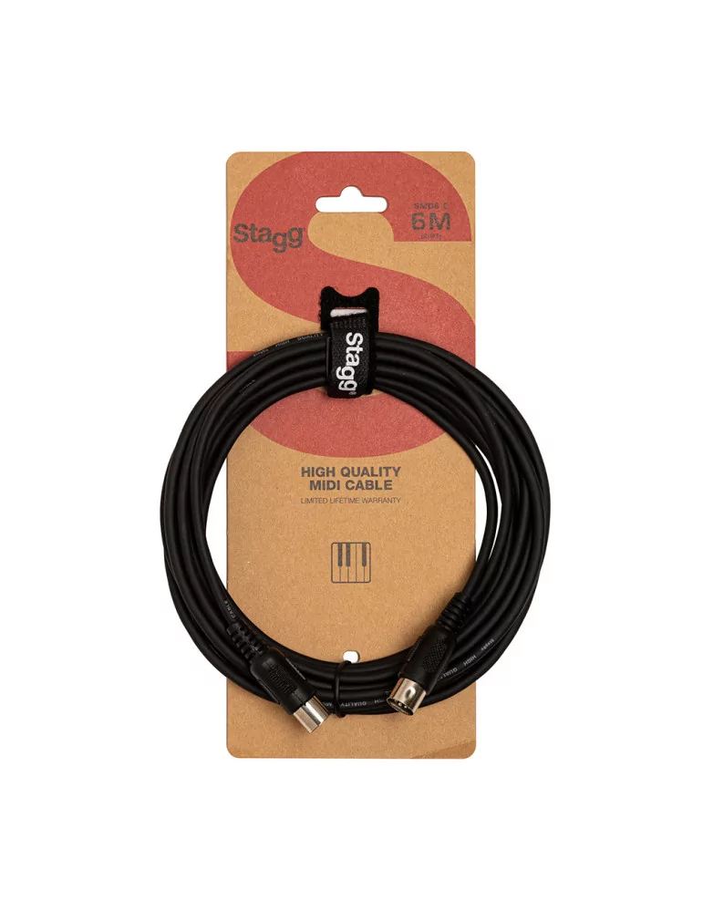  STAGG SMD6 E MIDI cable, DIN/DIN (m/m), 6 m (20'), plastic connectors|MusicGoodDeal 