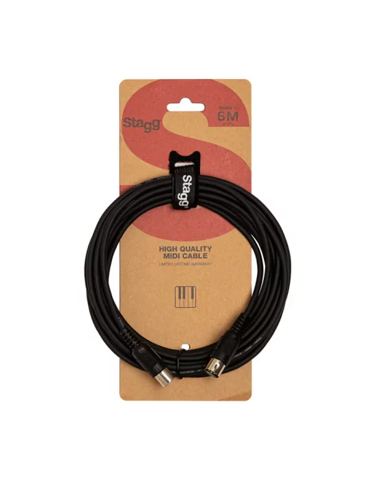  STAGG SMD6 E MIDI cable, DIN/DIN (m/m), 6 m (20'), plastic connectors|MusicGoodDeal 