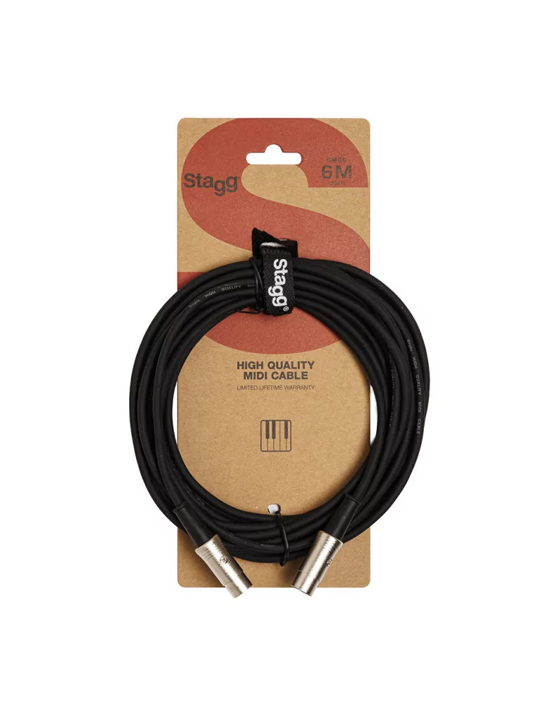  STAGG SMD6 MIDI cable, DIN/DIN (m/m), 6 m (20'), metal connectors|MusicGoodDeal 