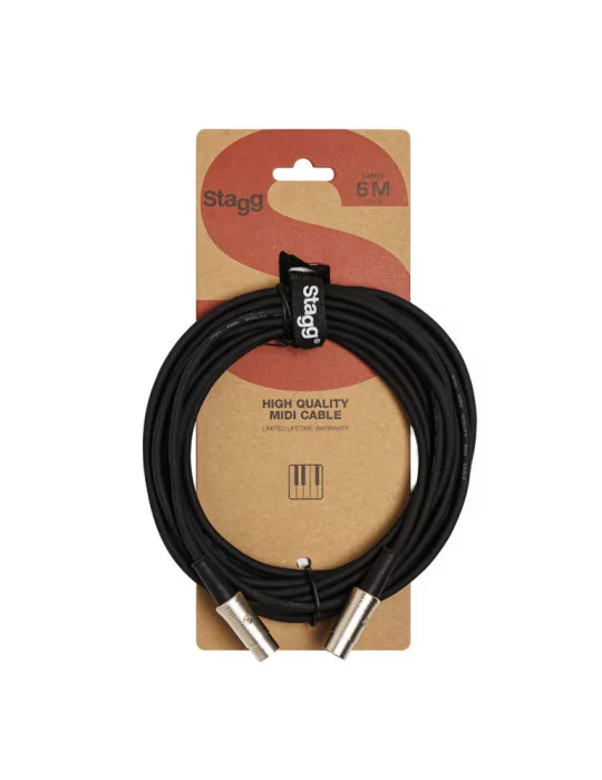  STAGG SMD6 MIDI cable, DIN/DIN (m/m), 6 m (20'), metal connectors|MusicGoodDeal 