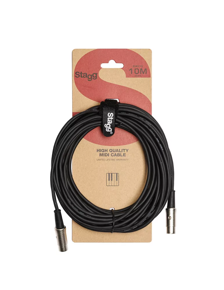  STAGG SMD10 Cable MIDI, DIN / DIN (m / m), 10 m, conectores metálicos|MusicGoodDeal 