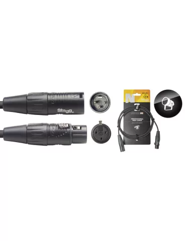  STAGG NDX1,5R-3 DMX cable, XLR/XLR (m/f) (3 pins), 1.5 m (5'), N-series|MusicGoodDeal 