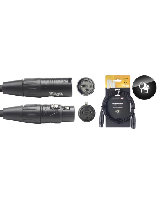  STAGG NDX3R-3 DMX cable, XLR/XLR (m/f) (3 pins), 3 m (10'), N-series|MusicGoodDeal 