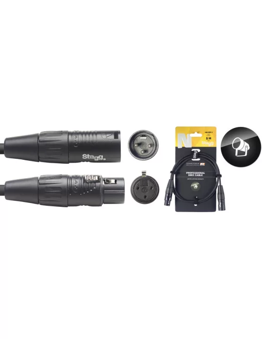  STAGG NDX5R-3 DMX cable, XLR/XLR (m/f) (3 pins), 5 m (16'), N-series|MusicGoodDeal 