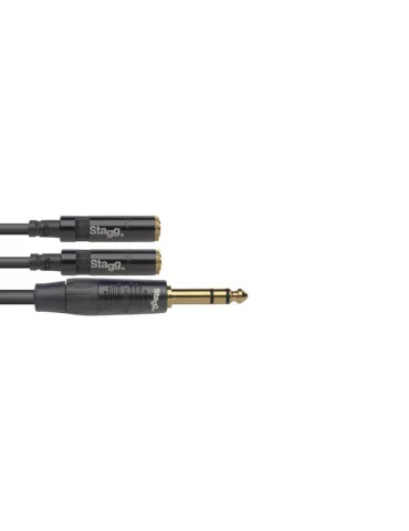  STAGG NYA010/PS2MJSR N series adapter Y cable, jack/mini jack (m/f), stereo, 10 cm (0.3')|MusicGoodDeal 