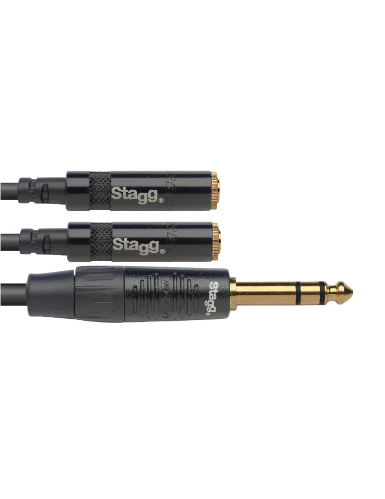  STAGG NYA010/PS2MJSR N series adapter Y cable, jack/mini jack (m/f), stereo, 10 cm (0.3')|MusicGoodDeal 